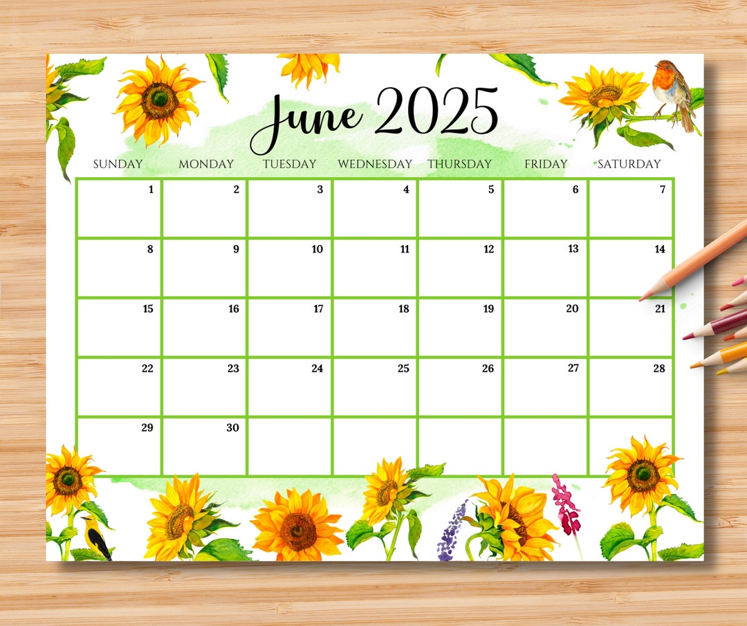 editable-june-2025-calendar-gorgeous-summer-with-beautiful-sunflowers-printable-classroom-calendar-monthly-planner-kids-school-schedule-etsy