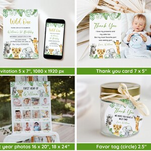 Wild One 1st Birthday Bundle, Safari Wild One Birthday Bundle, Wild One Invitation Bundle, Instant Download, Birthday Boy Milestone Welcome image 2