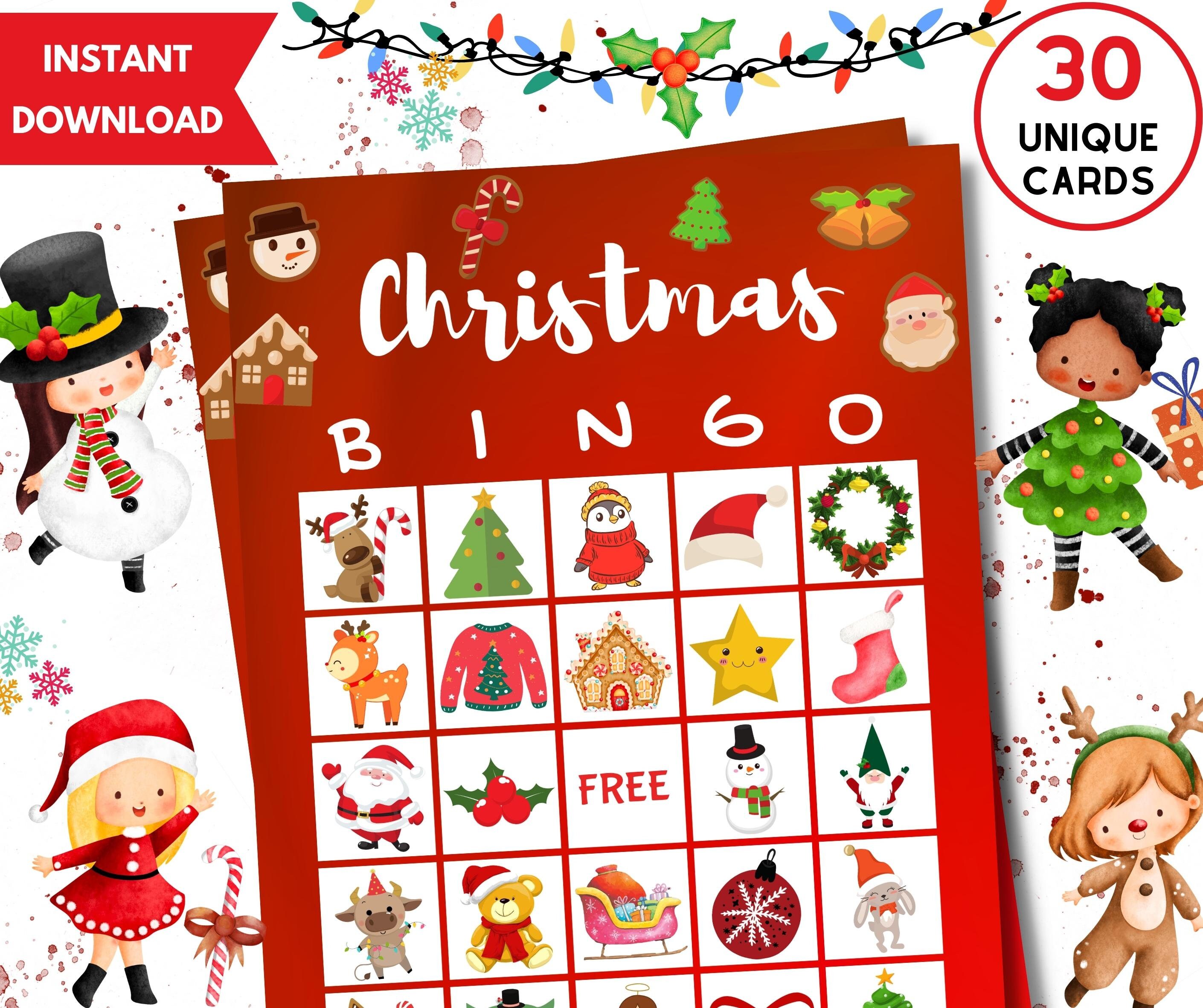 Printable Christmas Bingo 30 Unique Bingo Cards Christmas - Etsy