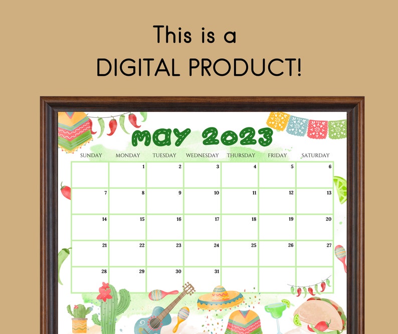 EDITABLE May 2023 Calendar Cinco De Mayo Planner 2023 Etsy Canada
