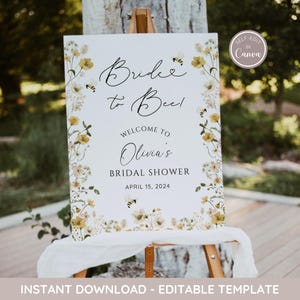 Cartello di benvenuto per la festa nuziale "Sposa a Bee", cartello di benvenuto per la festa nuziale "Bee", festa nuziale floreale "Bee", festa nuziale estiva, stampabile modificabile