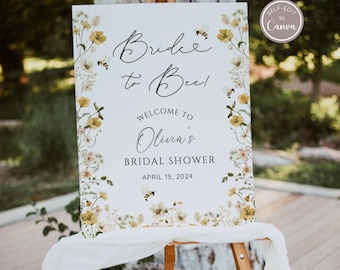 Braut zu Bee Brautdusche Willkommensschild, Biene Brautdusche Willkommensschild, Biene Blumenhochzeitsdusche, Sommer Brautdusche, bearbeitbares druckbares