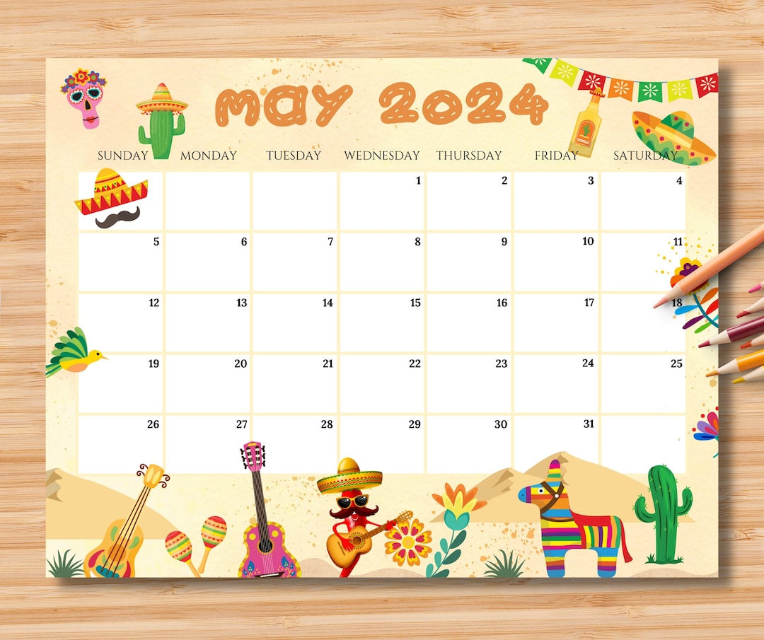 EDITABLE May 2024 Calendar, Cinco De Mayo Planner 2024, Printable Kids