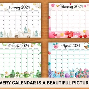 EDITABLE Monthly Calendar 2024 Bundle Cute Printable Fillable - Etsy UK
