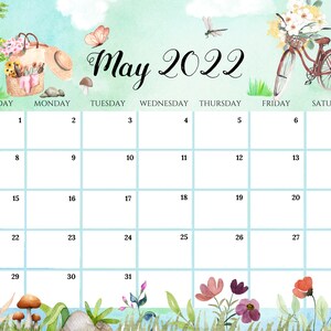 May 2022 Calendar Cute Editable May 2022 Calendar Beautiful Spring With Butterfly & | Etsy Ireland