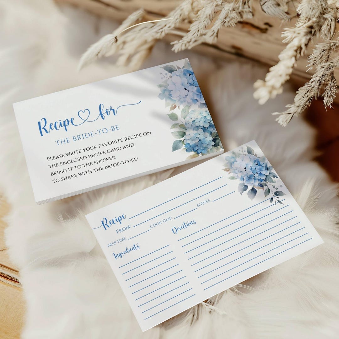 Something Blue Before I Do Bridal Shower Recipe Card Template, Editable ...