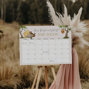 Winnie the Pooh Baby Due Date Calendar, Vintage Winnie Prediction Game, Baby Shower Game, Guess Baby&#39;s Birth Date, Gender Neutral, EDITABLE