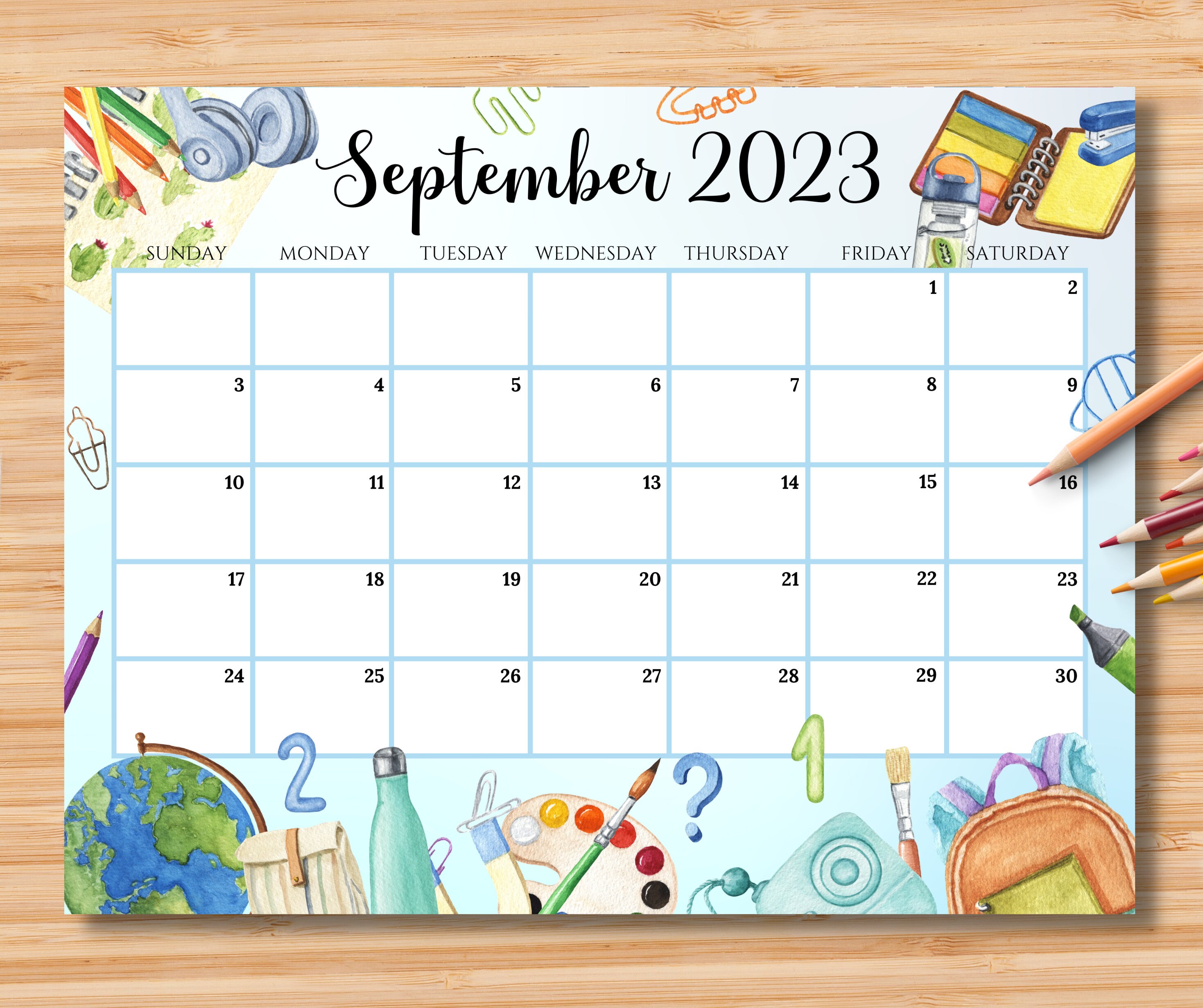 EDITABLE September 2023 Calendar Cute Back To School Planner Etsy Sweden