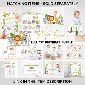 Wild One 1st Birthday Photo Poster, Safari Poster Template, Safari 1st ...