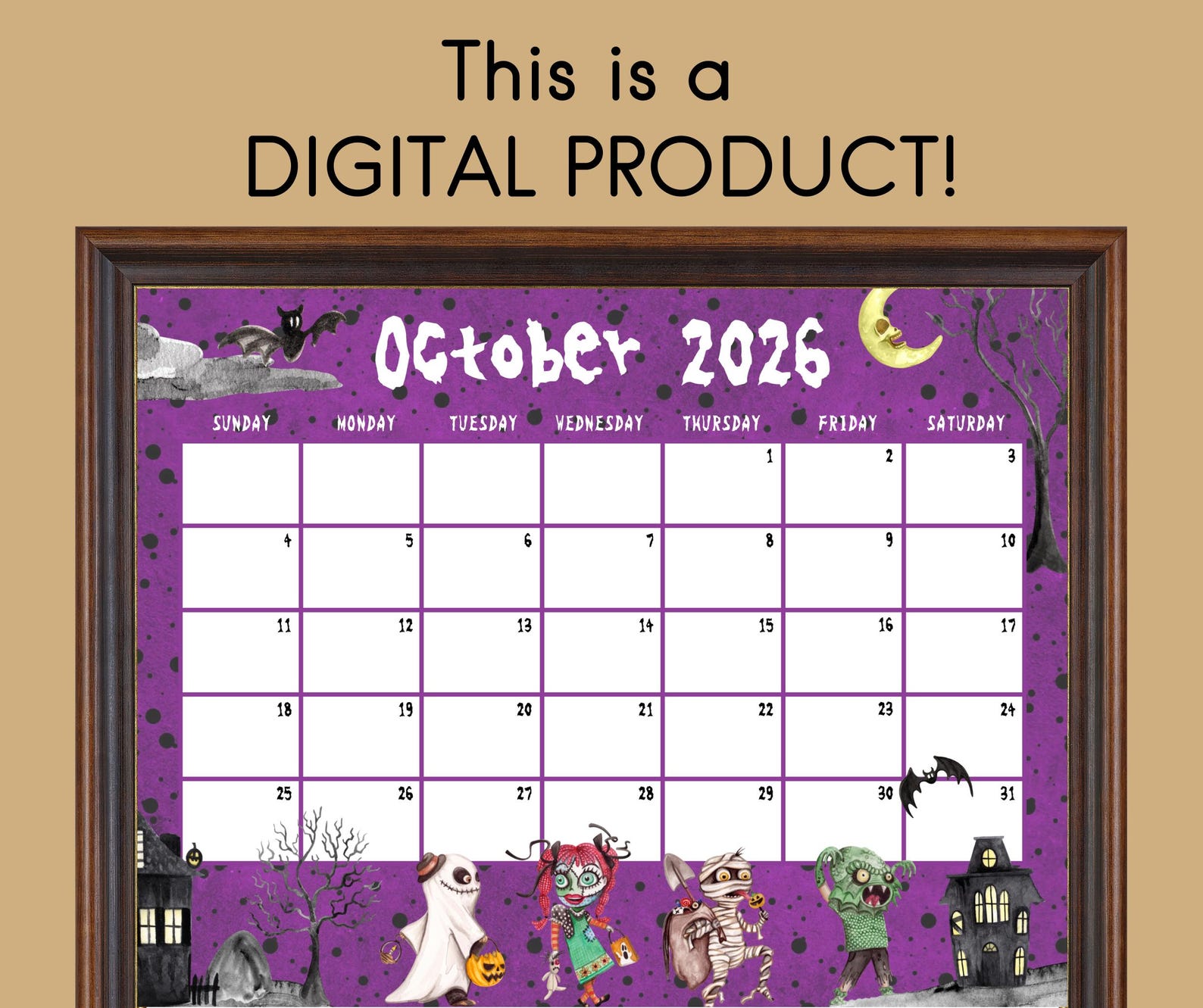 Editable October 2026 Calendar | Monthly Planner Printable PDF | School ...