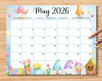 Editable May 2026 Calendar | Monthly Planner Printable PDF | School, Work, Office & Home Organizer | Instant Download