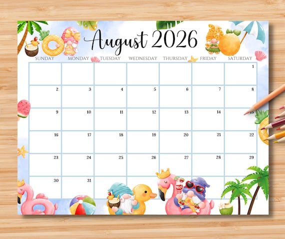 Editable August 2026 Calendar, Printable Monthly Planner PDF ...