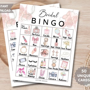 50 tarjetas de bingo para despedida de soltera, juego de bingo para despedida de soltera, oro rosa brillante, bingo para despedida de soltera, juego para despedida de soltera, descarga instantánea