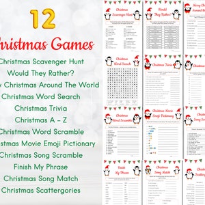 12 Printable Christmas Game Bundle, Christmas Party Games for Kids ...