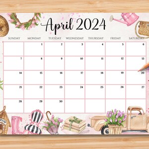 EDITABLE April 2024 Calendar, Fillable Spring Planner, Monthly Schedule for Kids, School, Home, Office & Work, Printable, Instant Download