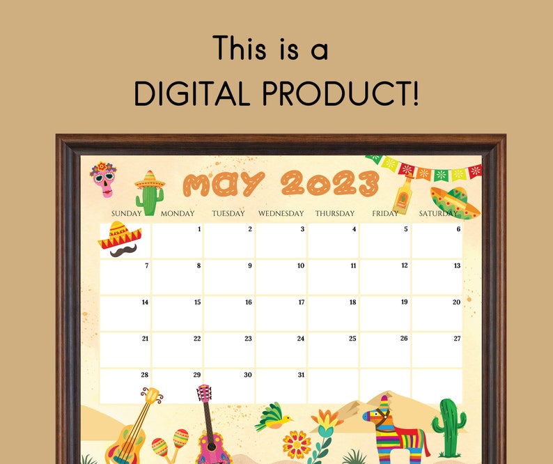 EDITABLE May 2023 Calendar Cinco De Mayo Planner 2023 Etsy Australia