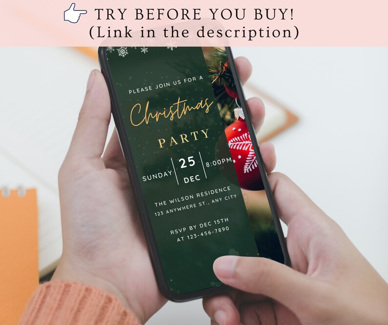 Editable Digital Christmas Invitation Electronic Christmas Etsy