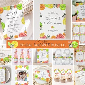 Citrus Brautdusche Einladung Bundle, Main Squeeze Brautdusche einladen Vorlage, mediterrane Zitrone Brautdusche, Orange Zitrone bearbeitbar