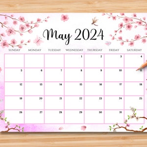 EDITABLE May 2024 Calendar, Fillable Spring Planner, Monthly Schedule for Kids, School, Home, Office & Work, Printable, Instant Download