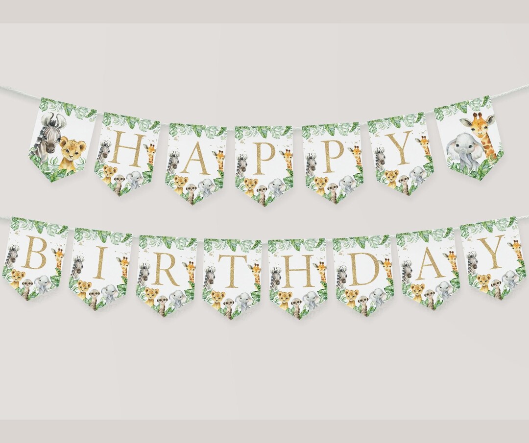 Printable Safari Animal Wild One Banner Decor First Birthday - Etsy