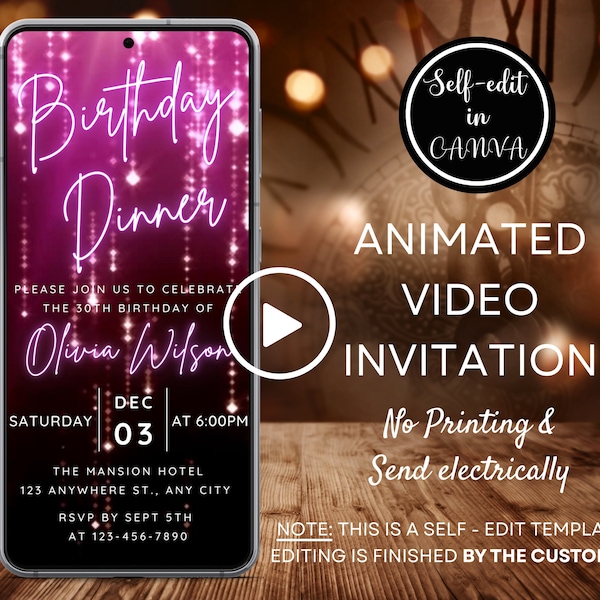 Birthday Dinner Invite for Women – Etsy