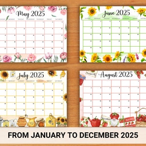 EDITABLE Watercolor Calendar 2025 Bundle, Printable Fillable Monthly ...