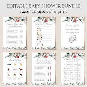 Merry Little Baby Shower Game Bundle, Christmas Baby Shower Game Package, Holiday Baby Shower Decor, Winter Baby Shower, Editable Games