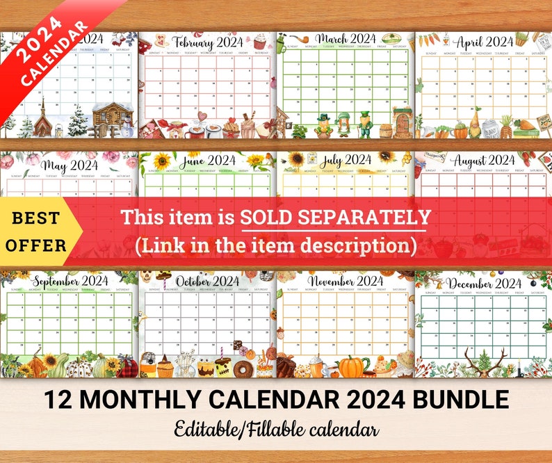 EDITABLE December 2024 Calendar, Colorful Christmas with Sweets & Drinks, Printable Christmas Planner, Kids Schedule, Instant Download image 8