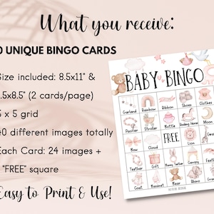50 Unique Baby Shower Bingo Game Cards - Pre-Filled, Gender Neutral, Fun Group Activity For Parties - View #13