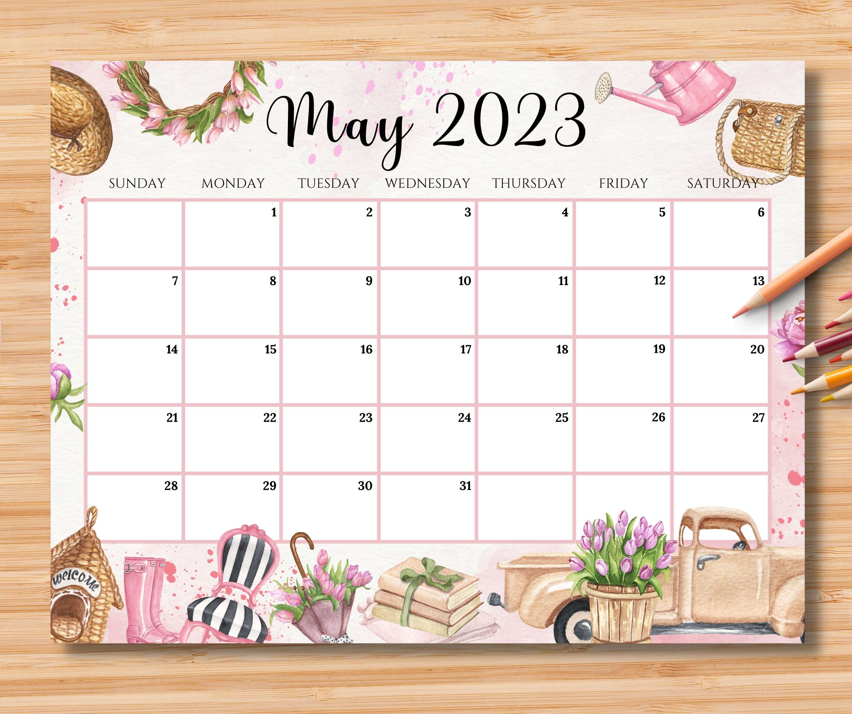 editable-may-2023-calendar-watercolor-garden-spring-vibe-etsy-australia
