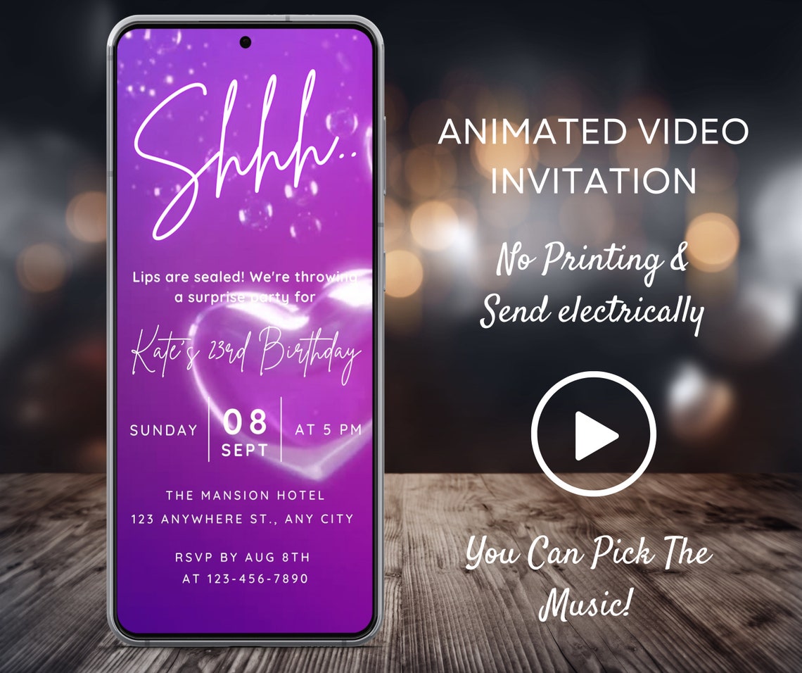 Surprise Birthday Invitation Animated Birthday Video Invite Etsy