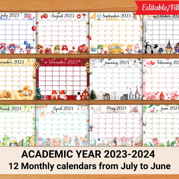 July 2023 June 2024 Planner Etsy