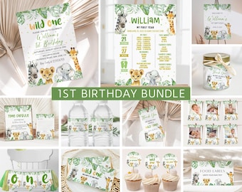 Bundle Wild One 1er anniversaire, invitation Wild One Boy, Safari Wild One Birthday, invitation un anniversaire, invitation 1er anniversaire, modèle modifiable