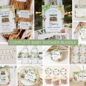 Locally Grown Baby Shower Bundle, Farmers Market Baby Shower Bundle, Locally Grown Baby Shower Invitation & Games, Editable, Printable
