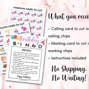 Printable Birthday Bingo Game (girl), 50 Unique Bingo Cards W/labels ...