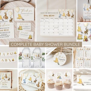 Pacchetto Baby Shower Winnie the Pooh, Invito per festa a tema Pooh vintage modificabile, Giochi per Baby Shower, Benvenuto, Segnali, Inviti, Decorazioni stampabili