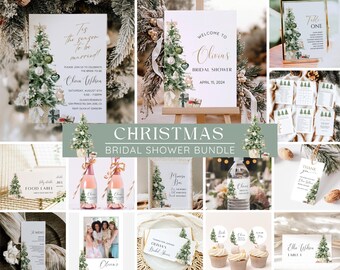 Christmas Bridal Shower Bundle, Tis The Season to Be Married, Winter Bridal Shower Invitation & Games, Holiday Wedding Shower Template