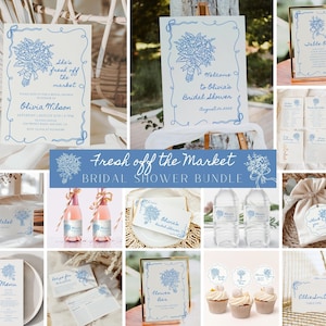Off The Market Bridal Shower Bundle, Farmer&#39;s Market Bridal Shower Invite Set, Fresh Off the Market Bridal Shower Decor, Editable Template