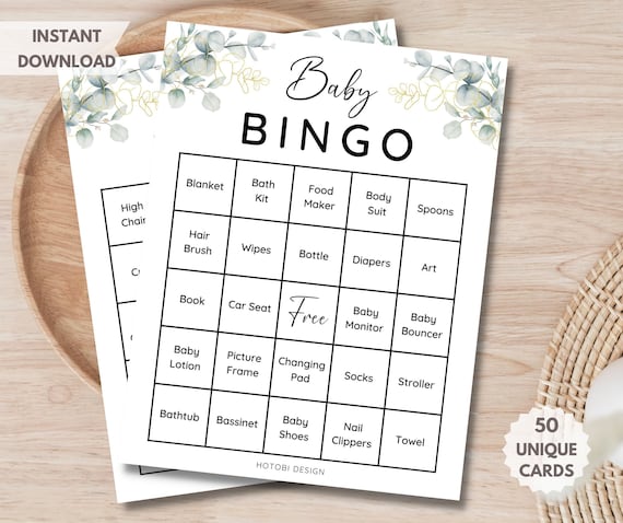 Baby Shower Bingo, Printable Baby Bingo Game, Printable Baby Shower ...