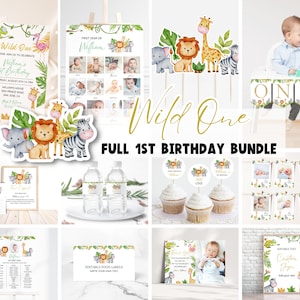 Wild One 1st Birthday Bundle, Wild One Invitation Bundle, Safari Wild One Birthday, One Birthday Invite, 1st Birthday Invite, Birthday Boy