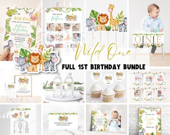 Wild One 1st Birthday Bundle, Wild One Invitation Bundle, Safari Wild One Birthday, One Birthday Invite, 1st Birthday Invite, Birthday Boy
