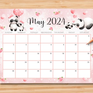 EDITABLE May 2024 Calendar, Fillable Mother's Day Planner, Monthly Schedule for Kid, School Home, Office & Work, Printable, Instant Download