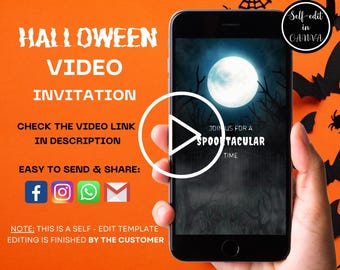 Halloween-Party-Video-Einladung, animierte Spuk-Halloween-Party Evite, digitaler elektronischer Halloween-Geburtstags-Einladung, umweltfreundlich