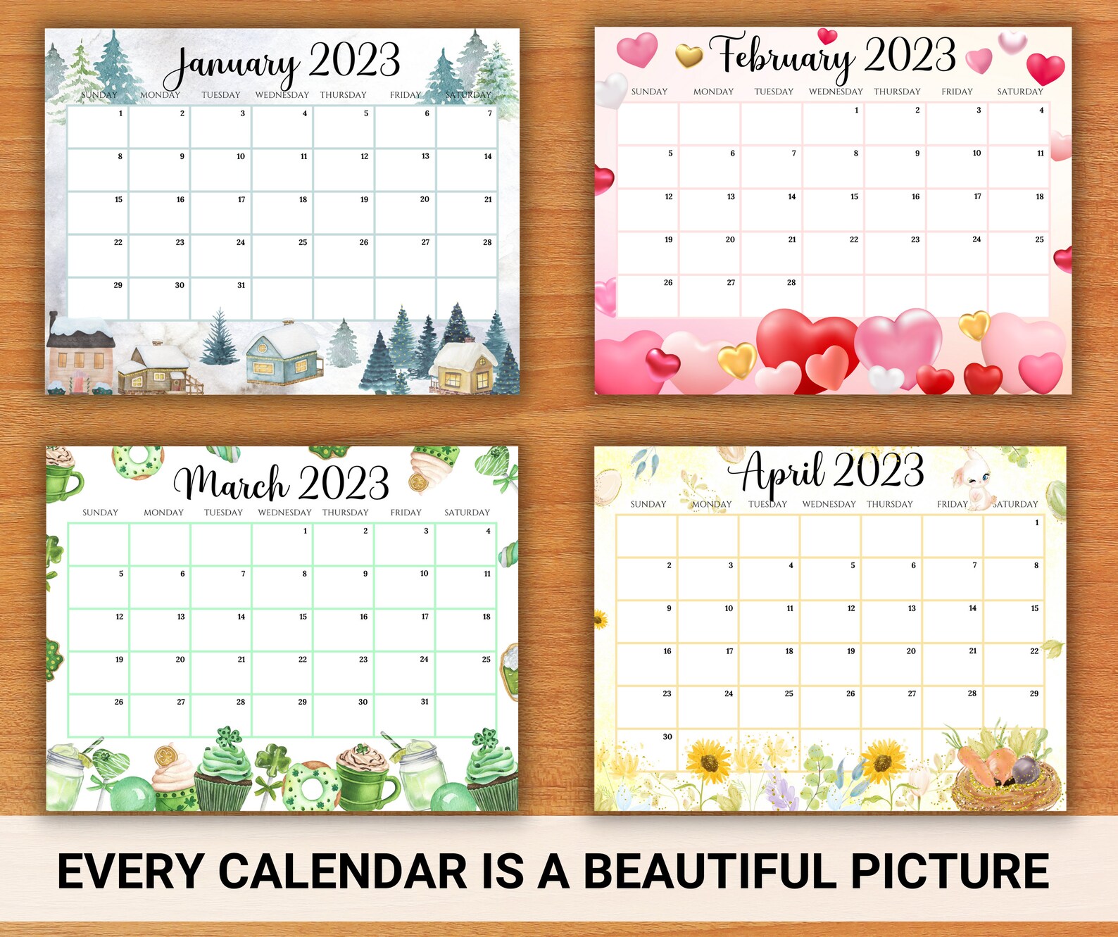 Editable Calendrier mensuel 2023 Bundle Mignon imprimable - Etsy France