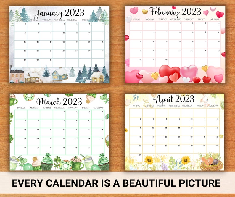 EDITABLE Monthly Calendar 2023 Bundle Cute Printable Fillable - Etsy UK