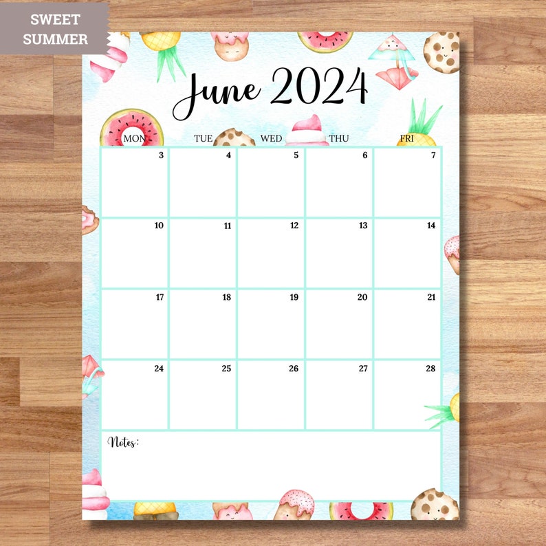 EDITABLE Vertical/portrait Monthly Calendars 2024 monfri Etsy Australia