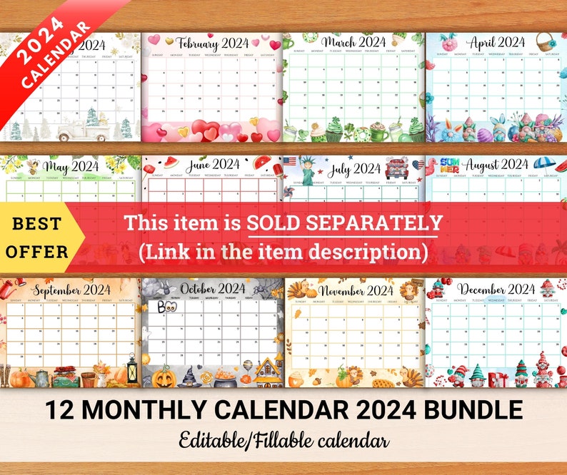 EDITABLE December 2024 Calendar, Colorful Christmas with Sweets & Drinks, Printable Christmas Planner, Kids Schedule, Instant Download image 9