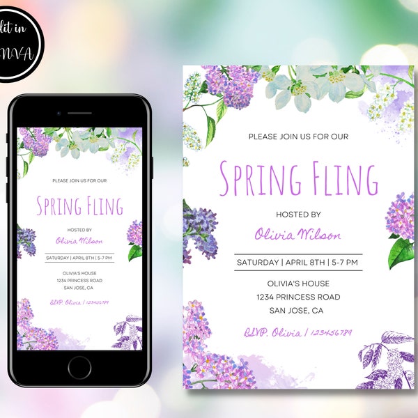 Editable Spring Fling Flyer, Fundraiser Event Poster, Spring Festival Invite, Spring Party Text Message Invite, PTA PTO, Instant Download