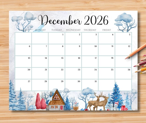 EDITABLE December 2026 Calendar | Monthly Planner for Kids, School ...