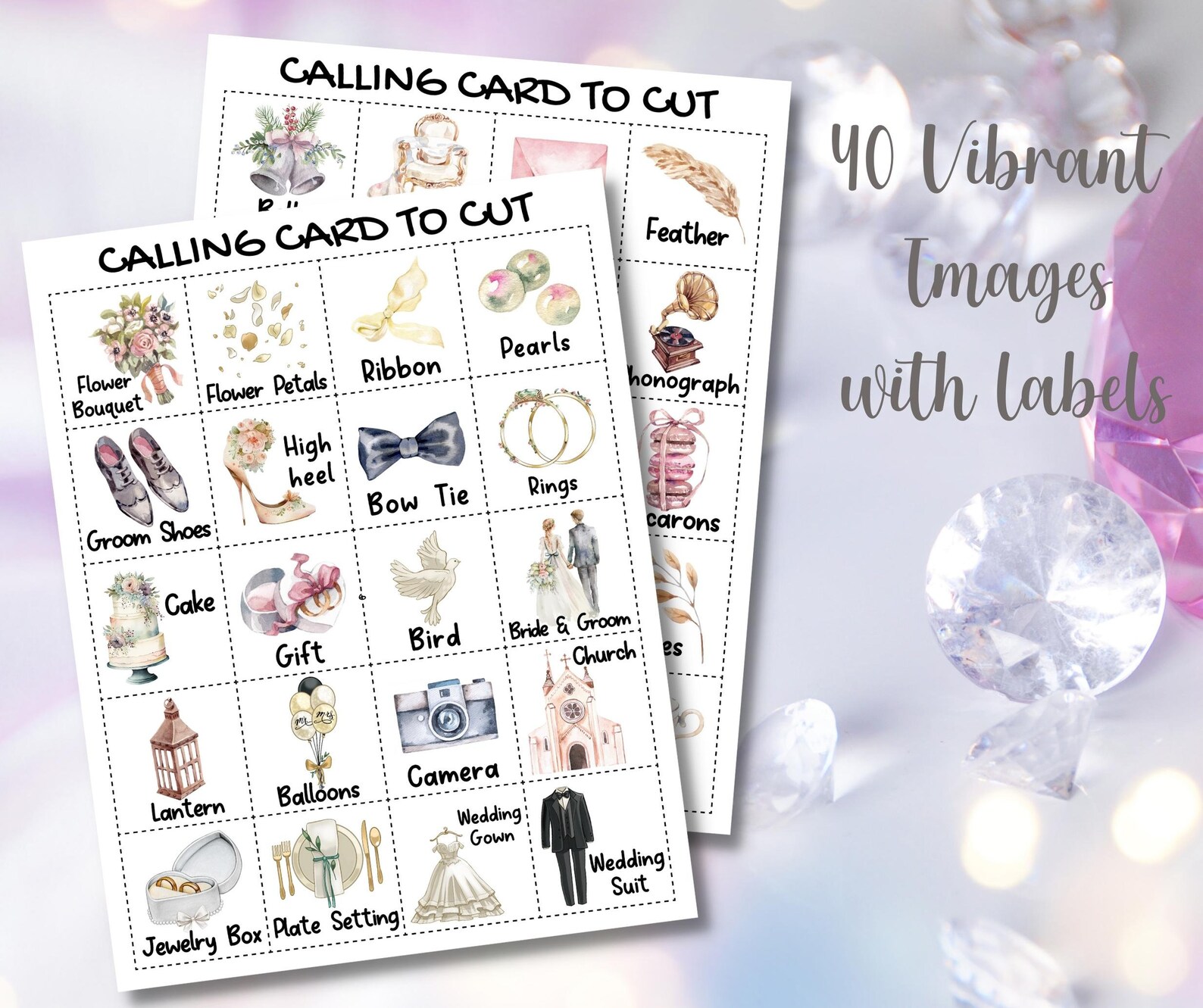 Wedding Bingo Cards, 50 Unique Bingo Cards W/labels, Printable Bingo ...